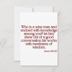 James 3:13 KJV Bible Verse Flat Greeting Card Karte
