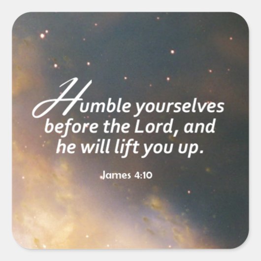 James 4:10 quadratischer aufkleber (Vorderseite)