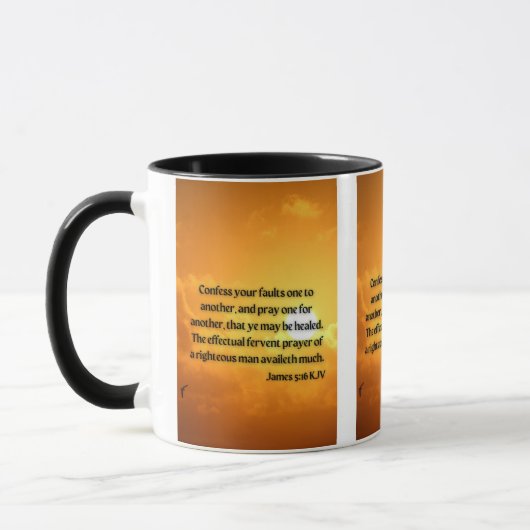 James 5:16 KJV Bible Scripture Pic Zwei-Tone-Tasse Tasse (Links)