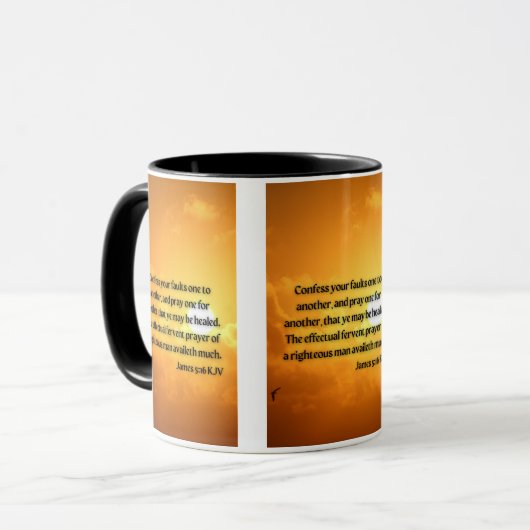 James 5:16 KJV Bible Scripture Pic Zwei-Tone-Tasse Tasse (Vorderseite Links)