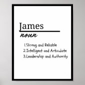 James, Boy Personalisiert Name Definition Poster (Vorne)
