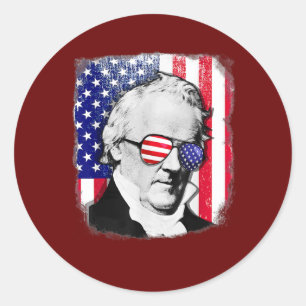 James Buchanan US-Flagge 4. Juli  Runder Aufkleber