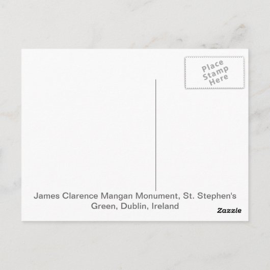 James Clarence Mangan Monument, Dublin, Irland Postkarte (Rückseite)