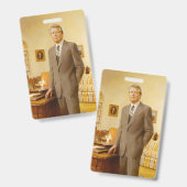 James Earl Carter Painted US-Präsident Portrait Ausweis (Vorder- & Rückseite)