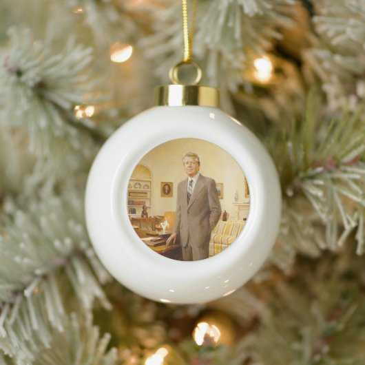 James Earl Carter Painted US-Präsident Portrait Keramik Kugel-Ornament (Baum)