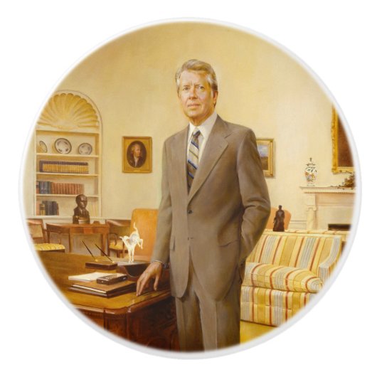 James Earl Carter Painted US-Präsident Portrait Keramikknauf (Vorderseite)