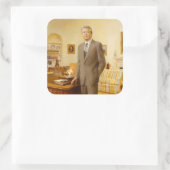 James Earl Carter Painted US-Präsident Portrait Quadratischer Aufkleber (Tasche)
