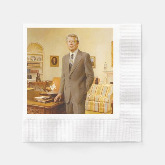 James Earl Carter Painted US-Präsident Portrait Serviette (Vorderseite)
