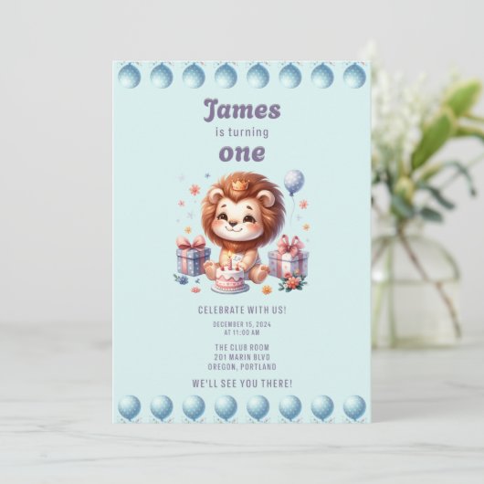 James' erster Geburtstag Einladung (Stehend Vorderseite)