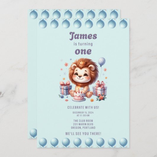 James' erster Geburtstag Einladung (Vorne/Hinten)