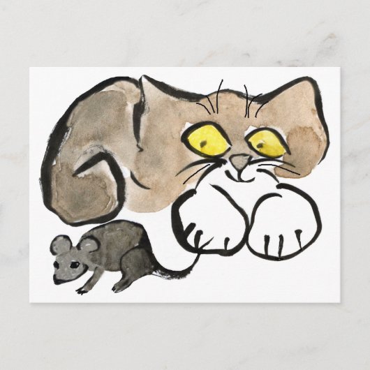 James hat eine Maus nach ihrem Schwanz Postkarte (Vorderseite)