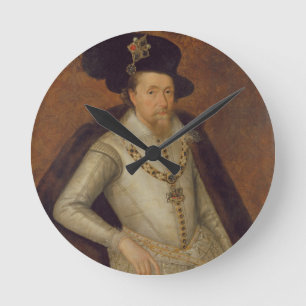 James I of England, and VI of Scotland Runde Wanduhr