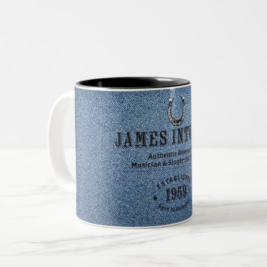 James Intveld Blue Denim Mug Zweifarbige Tasse (Vorderseite Links)