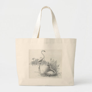 James Johonnot - Flamingo und Nest Jumbo Stoffbeutel