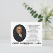 James Madison Knowledge Forever Govern Ignorance Postkarte (Stehend Vorderseite)