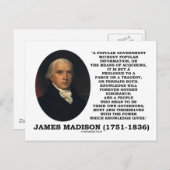 James Madison Knowledge Forever Govern Ignorance Postkarte (Vorne/Hinten)