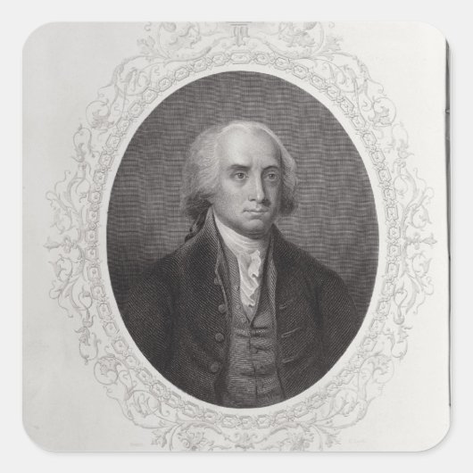 James Madison Quadratischer Aufkleber (Vorderseite)
