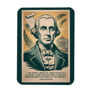 James Madison Vierter Präsident Illustration Retro Magnet