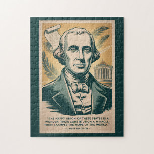 James Madison Vierter Präsident Illustration Retro Puzzle