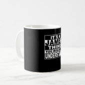 JAMES-Nachname Personalisiertes Geschenk Kaffeetasse (Vorderseite Links)