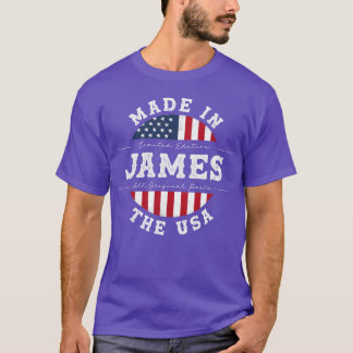 James Name Patriotischer Amerikaner Hergestellt in T-Shirt
