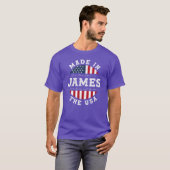 James Name Patriotischer Amerikaner Hergestellt in T-Shirt (Vorne ganz)