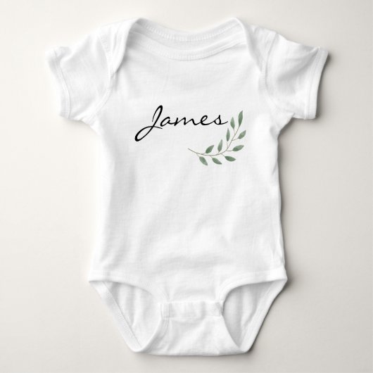 James Name Reveal Bekleidung Naturleaf botanisch Baby Strampler (Vorderseite)
