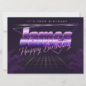 James Name Vorname lila retro Karte Geburtstag (Vorderseite)