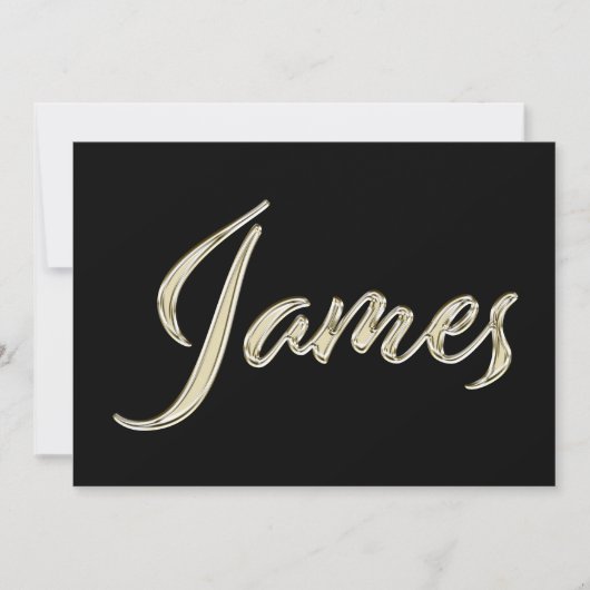 James Name white gold Handwriting Karte (Vorderseite)