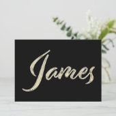 James Name white gold Handwriting Karte (Stehend Vorderseite)