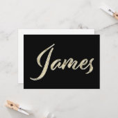 James Name white gold Handwriting Karte (Vorderseite/Rückseite Beispiel)