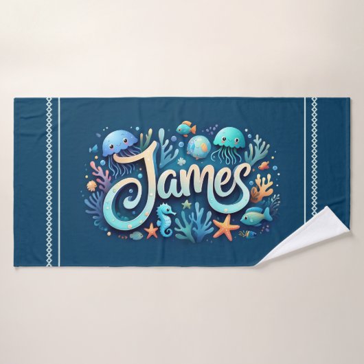 James Personalisiert Ocean Jellyfish Unterwasser Badehandtuch (Badehandtuch)