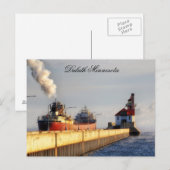 James R. Barker Ship and Lighthouse, Minnesota Postkarte (Vorne/Hinten)