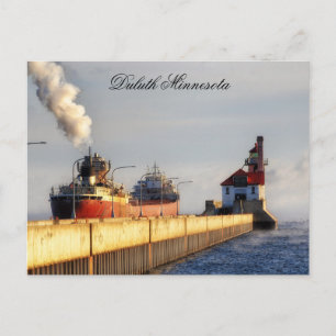 James R. Barker Ship and Lighthouse, Minnesota Postkarte