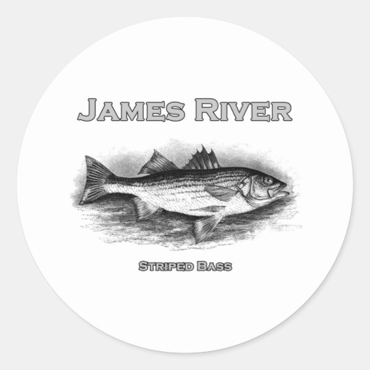 James River Vintag Striping Bass Logo Runder Aufkleber (Vorderseite)
