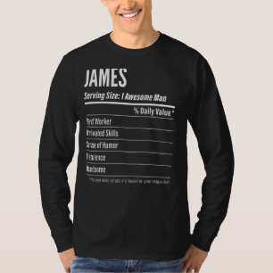 James Serving Size Nutrition Label Calories T-Shirt