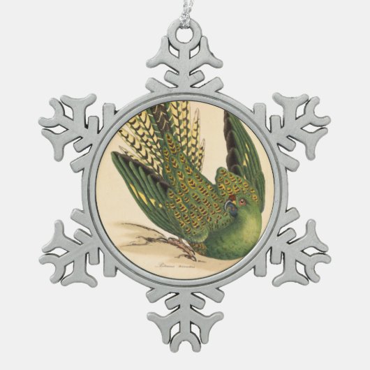 James Sowerby Ground Parrot, Psittacus terrestris Schneeflocken Zinn-Ornament (Vorderseite)