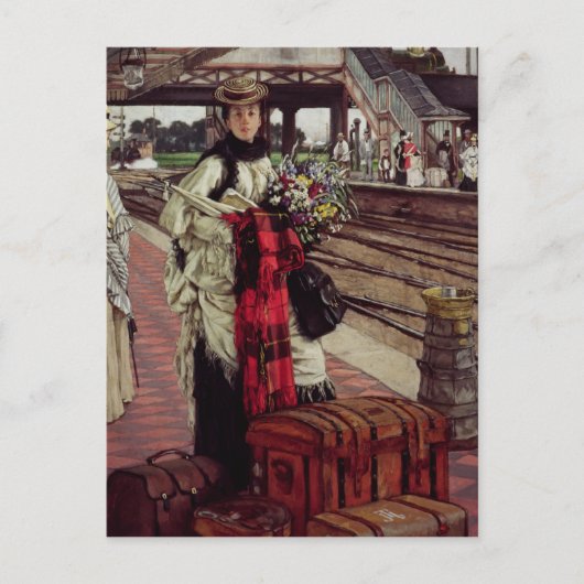 James Tissot | am Bahnhof Gewartet Postkarte (Vorderseite)