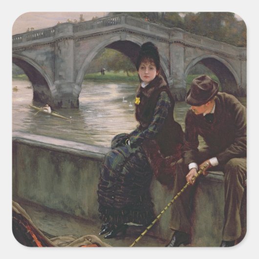 James Tissot | Richmond Bridge, c.1878 Quadratischer Aufkleber (Vorderseite)