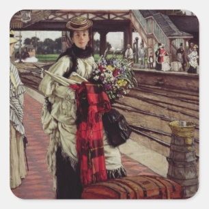 James Tissot   wartete an der Station Quadratischer Aufkleber