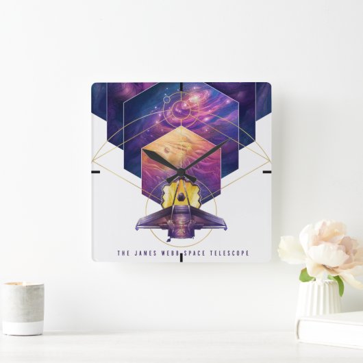 James Webb Space Telescope Poster. Quadratische Wanduhr (Zuhause)
