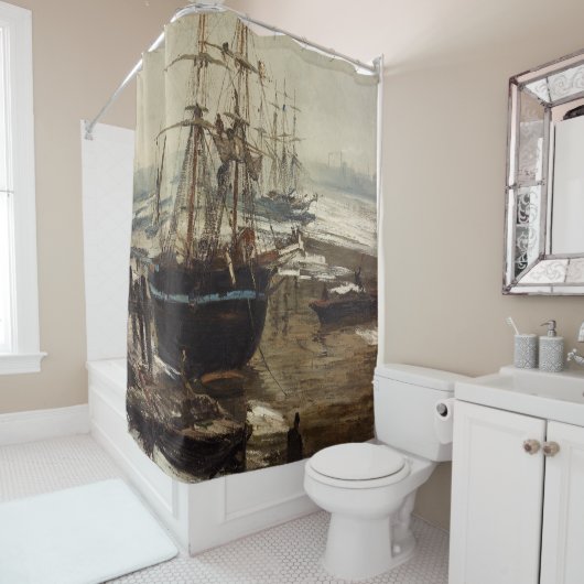 James Whistler - Die Themse im Eis Duschvorhang (Beispiel)