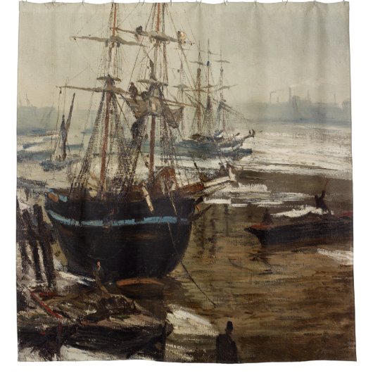 James Whistler - Die Themse im Eis Duschvorhang (Vorderseite)