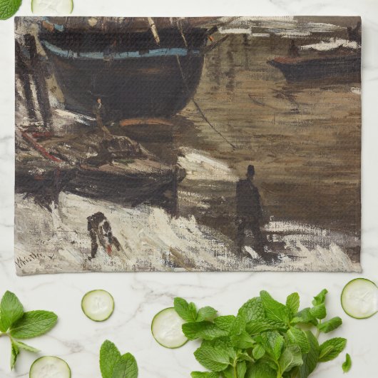 James Whistler - Die Themse im Eis Geschirrtuch (Gefaltet)