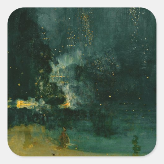 James Whistler - Nocturne in Black and Gold Quadratischer Aufkleber (Vorderseite)