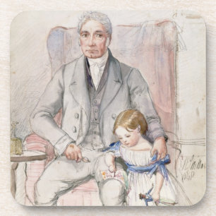 James Wyatt mit seinem Grandaughter Mary, älteste Getränkeuntersetzer