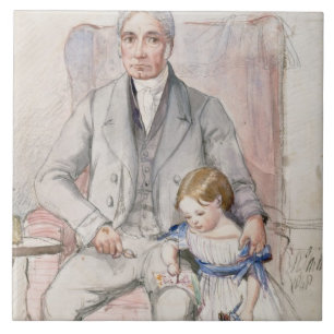 James Wyatt mit seinem Grandaughter Mary, ältestes Fliese