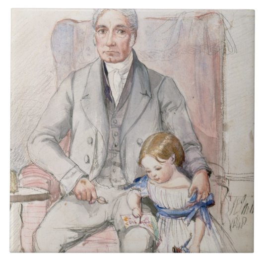 James Wyatt mit seinem Grandaughter Mary, ältestes Fliese (Vorderseite)