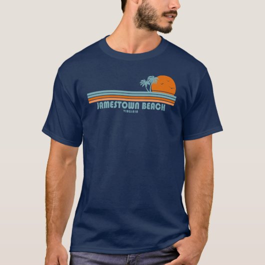 Jamestown Beach Virginia Sun Palm Trees T-Shirt (Vorderseite)