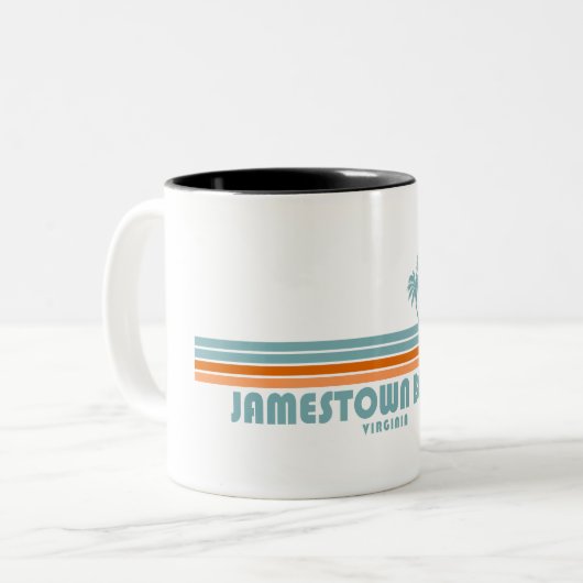 Jamestown Beach Virginia Sun Palm Trees Zweifarbige Tasse (Vorderseite Links)